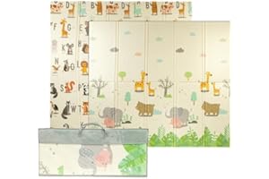 IBERIMARCAS Tappeto da gioco bambini 150×200×1,5 cm pieghevole reversibile atossico impermeabile antiscivolo palestra neonato tummy time bambini arco giochi neonato 0-3/3-6/6-9 mesi sviluppo sensoriale