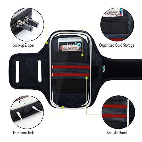 EOTW Brazalete deportivo para iPhone 6 plus 6s plus  Samsung S7 egde S7 S6 Huawei P9  con un bolsillo para llevar llaves  tarjetas  dinero  EL dise  o ergon  mico patentado para el brazo 8 6  a 13   Ideal para deporte  ejercicio  gimnacio  Corto 