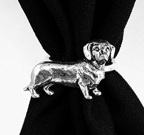 Dachshund Dog Scarf Ring, English Pewter, Handmade in Great Britain (ab)