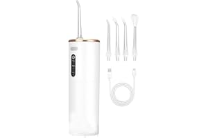 FOTUYOGO Portable Water Dental Flosser for Teeth Cleaning Pick, 3 Modes Dental Oral Irrigator, 280ml Water Tank for Travel & Waterproof Cleaning Tooth Flosser with 5 Jet Tips, White