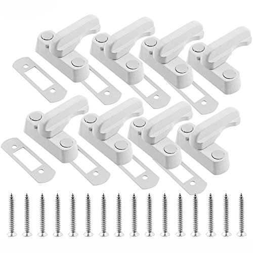 Preisvergleich Produktbild pingranso 8 Stück Sash Jammers + Befestigungsschrauben, Weiß Starke Zink Extra Sicherheit Schlösser aus gegossener Legierung Band Blocker Jammer für verschiedene uPVC / PVC Türen und Fenster und Home Sicherheit
