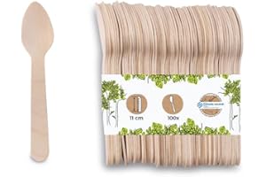 GREENBOX Cucchiaio da caffè ecologico, in legno, posate da espresso, cucchiaio in legno, posate usa e getta, posate biodegradabili e compostabili, 100 cucchiai usa e getta da 11 cm