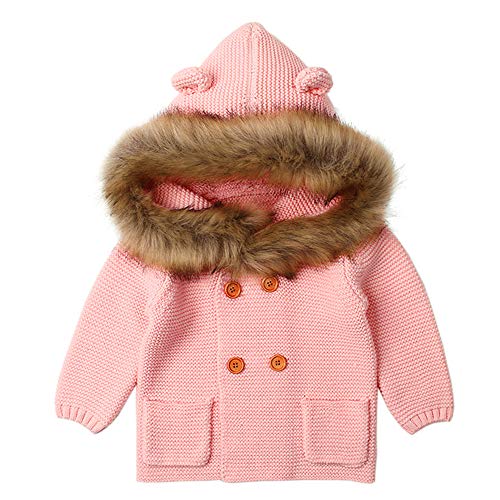 Ropa Bebe Unisex Invierno, Zolimx 0-24 Meses Bebé Niños Niñas Recién Nacidos Collar de Piel con Capucha de Punto Tops Ropa de Abrigo Caliente