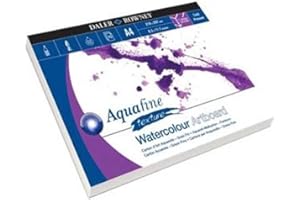 DALER ROWNEY Daler-Rowney Aquafine Cold-Pressed Watercolour & Gouache 1.4mm Thick A4 Art Board, Natural White, Glued 1 Side, 10 Sheets, Ideal for Professional & Beginner Artists, Acid-Free