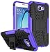 Samsung Galaxy A8 2016 Hülle Nnopbeclik Hybrid 2in1 TPU+PC Schutzhülle Cover Case Neu Update Mode Silikon Rüstung Armor Dual Layer Cool Bunt Linien Muster Handytasche Backcover 360-Grad-Drehung ständer stoßfest Handy Hülle Tasche Schutz Etui Schale Bumper Pour Samsung Galaxy A8 2016 [Schwarz+Lila]