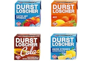 QUICKFIT 48 Pack Durstlöscher a 500ml Mixbox 4 Sorten Durstlöscher Eistee Pfirsich / Durstlöscher Eistee Zitrone / Durstlöscher Cola / Durstlöscher ACE