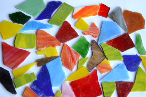 Tiffany-Glas Bruchmosaik Steine unbearbeitet bunt klein 200g, 40-60St. - 2