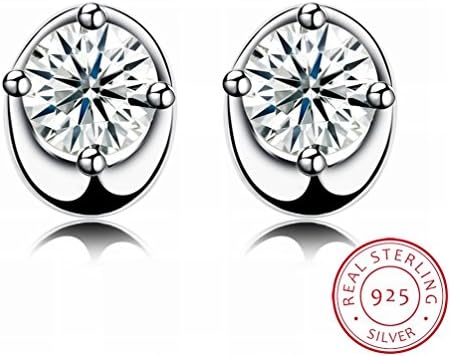 JJHVUGI a Pair of Fashion Trend Earrings Ms. Exquisite Inscriptions Sterling Silver Stud Earrings / Stainless Steel / Anti-allergic / Silver Flashing / Diamonds / Small and Exquisite,Photo Color