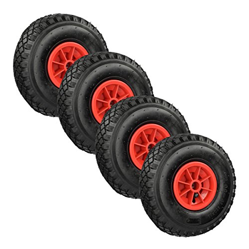 4 HSM Sackkarrenräder mit Gleitlager 3.00-4 Ersatzrad Kunststofffelge Luftrad Reifen Rad Durchmesser 260mm