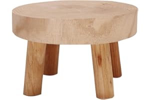 ViaForest Flower Pot Holder Solid Wood Garden Plant Pot Riser Display Stands Indoor Round Plant Stand for Indoor Outdoor Patio Garden, Beige