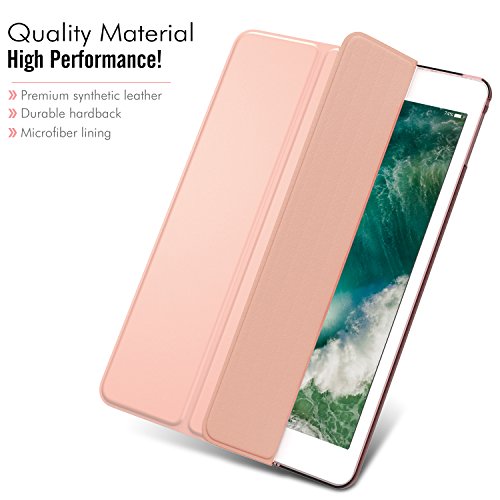MoKo Hülle für Neu iPad 9.7 Zoll 2017 – PU Leder Tasche Schutzhülle Schale Smart Case mit Translucent Rücken Deckel, mit Auto Schlaf / Wach Funktion und Stanfunktion für New Apple iPad 9.7″ IOS 10 Retina Display Tablet, Rose Gold - 3