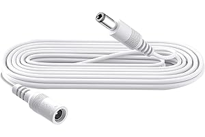Security-01 Cavo di prolunga DC Power da 2 m, spina 5,5 mm x 2,1 mm, supporta DC 5 V 6 V 9 V 12 V 24 V, per telecamere di sicurezza, DVR, router, stampante, striscia LED, bianco