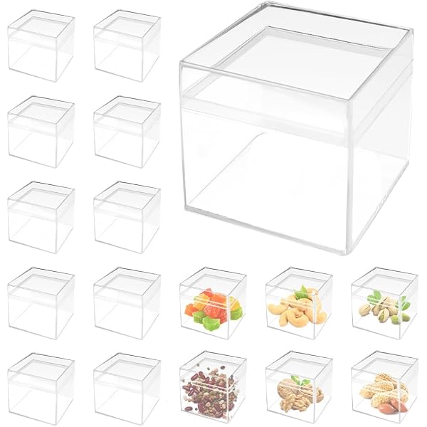 100 Transparente Geschenkboxen – 5x5x5 Cm Mit Loch (Ø 8 Mm) | Aus Stabilem PET | Für Macarons, Süßigkeiten & Party-Gastgeschenke