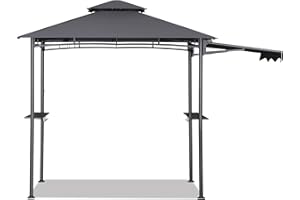 Sekey Grill Pavillon Wasserdicht 2.45 x 1.50m Gartenpavillon mit Markise, Sonnenschutz Gartenlauben Gartenzelt für Partys Picknick BBQ´s, UV-Schutz 50+, Grau