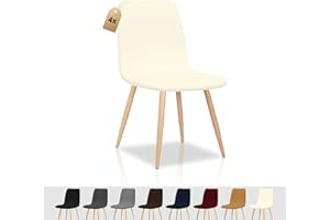 FIGOOO Fundas para Sillas Pack 4 Elásticas Fundas Sillas de Comedor Redondas Escandinavas Antimanchas Moderna Cubre Funda de Silla Ajustables Fundas Protectoras para Sillas de Cocina(Beige,4pcs)