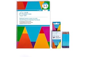 Love Writing Co. Learn To Write Pack 1 | Age 3-5 Years | Includes Handwriting Practice Book with Alphabet Tracing Book & 5 Kids Handwriting Pencils | Practice Pencil Control, Grip & Phonics