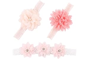 SJBAUTYO 3 Stück Baby Stirnband Blumen,Baby Mädchen Blume Stirnbänder,für Babys Kleinkind Mädchen Geschenk Fotografie