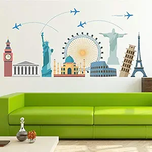 StickMe Travel, World Wonders, Journey Wall Sticker (100 x 60 Cm, Multicolour, Vinyl)