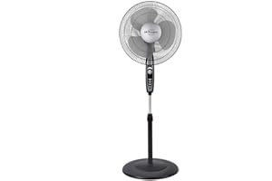 Orbegozo SF 3347, Ventilador de pie, 3 velocidades de ventilacion, 50 W, temporizador de dos horas, función oscilación, altura regulable, 3 aspas de 40 cm, color negro