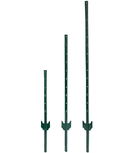 Piquet De Clôture TENAX En Fer Verni - Hauteur 1,75 M, Couleur Vert - Pour Grillage Et Fil De Fer - 9