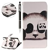 Huawei P9 Lite Hülle,Huawei P9 Lite Leder Brieftasche Hülle im BookStyle,SainCat PU Leder Wallet Case Lederhülle Folio Schutzhülle Ledertasche Hülle Bumper Handytasche Skin Schale Soft Backcover Handy Tasche Flip Cover Buchstil Klapptasche in Lederoptik mit Standfunktion Karteneinschub und Magnetverschluß Etui Flip Case für Huawei P9 Lite (Cartoon Panda)