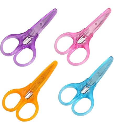 Ouligay 4-Pack Small Craft Scissors - Stainless Steel Detail Scissors With Protective Caps For Sewing & Paper
