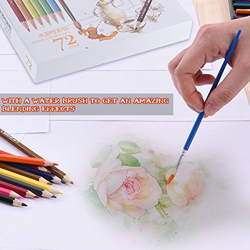 KKmoon 72 Farben Wasserlöslich Buntstifte Set mit Bürste in Papier Kästchen, Vor Geschärft Farbestifte für Kinder Erwachsene Künstler Zeichnung Skizzierung Schreiben Malen Artwork Färbung - 4