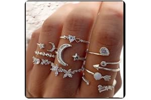 Cubahop Crystal Snake Anelli Set Open Stacking Anelli Gotici Kunckle Anelli Regolabili Knuckle Anello Set per le Donne