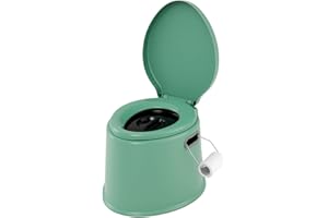 COSTWAY Toilette Portatile WC Chimico, WC da Viaggio Leggero con Secchio Interno Rimovibile,Water Portatile per Adulti e Anziani con Portarotolo, Supporto Carico 200 kg, 41 x 49 x 34 cm (Verde)