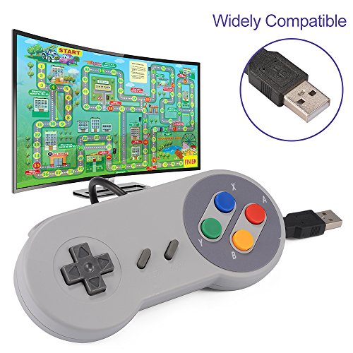 XCSOURCE   USB 2pcs SNES Classic super Nintendo Regulador del juego de Gamepad para Windows PC   MAC Negro AC560