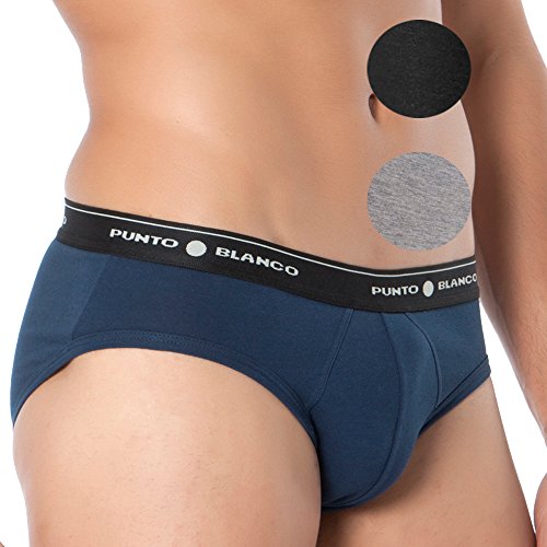 Punto Blanco Triplo Slip Basix, Slip para Hombre, Multicolor 595, Medium (Tamaño del fabricante:48)
