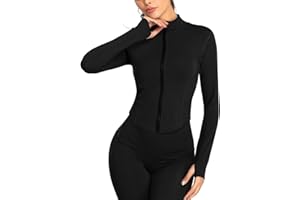 HomyComy Giacca Sportiva Donna Maniche Lunghe Maniche Felpa da Yoga con Cerniera Top da Corsa Slim Fit Elasticizzato per Fitness Palestra Running