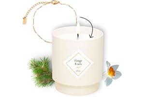 MY JOLIE CANDLE - Bougie Bijou Parfumée Linge Frais - Bracelet doré en acier inoxydable avec perles crèmes - Cadeau parfait pour Noël et anniversaire - Cire à base végétale - Made in France
