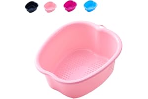 ALINILA Large Foot Bath spa Bowl, Thick Sturdy Plastic Foot Basin for Pedicure, Detox and Massage, Perfect to Soak Your Feet Toe Nails and Ankles (Pink)