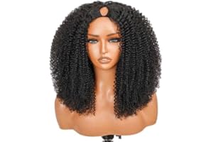 ROMFACE Perruque Femme Naturelle Brésilien V Part Wig Human Hair Perruque Afro Femme Human Hair Noir Cheveux Sans Colle Perruque Bouclée Naturelle Cheveux Humain Femme Leave Out 14 Pouce Natural Color