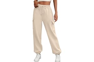 JFAN Pantalones de chándal para Mujer Invierno Pantalón Deportiva con Forro Polar Termico Pantalón Jogger con Bolsillos y Cordón