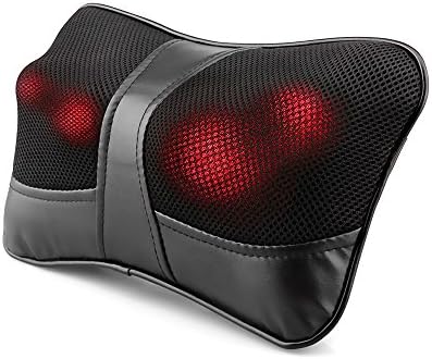 WARMQ Neck Massager Pillow Deep Kneading Massage with 4 Heat Balls Relax for Relieving Neck, Shoulder, Back and Muscle Pain at Office Car&amp; Office Use