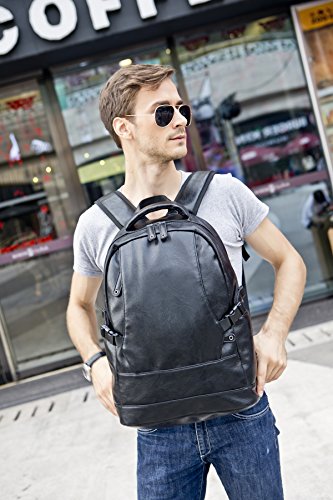 BAOSHA BP-06 PU Leder Rucksack Damen 15″ Laptoprucksack College Schultaschen Reisetasche Daypacks Uni Backpack für Outdoor Sports Freizeit Schwarz - 6