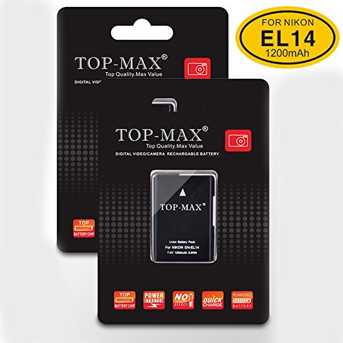 Compara Precios Para TOP-MAX® (2 Pack) EN-EL14 Batería para Nikon D3100
D3200 D3300 D3400 D5100 D5200 D5300 D5500,CoolPix P7000 P7100 P7700
P7800 Revisión