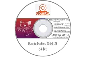 LINUX DVD CENTER Ubuntu Desktop 20.04 LTS "Focal Fossa" (64Bit) - Bootable Linux Installation DVD