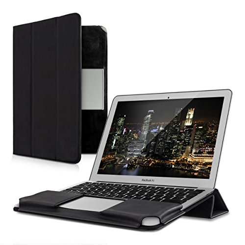kwmobile Smart Cover Case für Apple MacBook Air 13" (Modelle ab Mitte 2011) aus Kunstleder mit Aufstellfunktion in Schwarz