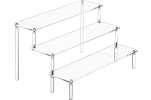 HENABLE Akrylowe podstawy ekspozycyjne, akrylowy organizer na perfumy, przezroczyste akrylowe półki do ekspozycji na żywność, do użytku na stole, figurka Amiibo Funko POP, 3-poziomowe, przezroczyste