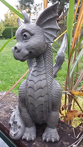 XXL Gartendrache sitzend Kantenhocker Drache Figur - 3