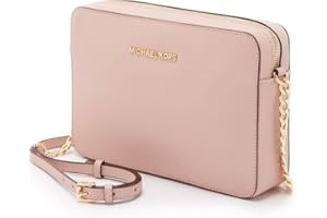 Michael Kors Jet Set Powder Blush Pink Leather Crossbody Borsa, Rosa (Rosa), Taglia Unica Donna