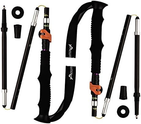 Folding Trekking Pole (1 piece) Fold to 13.8 inch Aluminum Alloy Walking Sticks with Tungsten Steel Pole,Ergonomic EVA Grip for Hiking,Waking and Climbing (black(115))