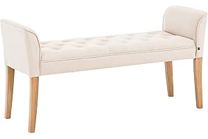 ‎CLP CLP Chaise Longue Cleopatra Upholstered Bench High Quality Padding and Fabric Cover I Bench with Quilted Fabric Cover Seat Height of Approximately 49 cm