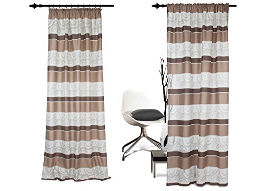 halbtransparenter Vorhang Colorado von deko trends – Wohndekoration in elegantem Design – made in Germany – moderne Kreismusterung mit Struktureffekt – mit einer Stoffbreite von ca. 144 cm und einer Stoffhöhe von ca. 245 cm, braun - 3