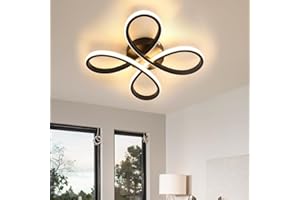 SENQIU Lámpara de Techo LED Moderna, 28W 3200LM negro Moderna Plafon Led Techo, Creativa Forma de Flor Diseño, 3000K Luz de Techo Led para Dormitorio, Sala de Estar, Comedor, Pasillo, Blanco Calido