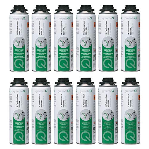 Preisvergleich Produktbild 12x PU Schaum Bauschaum greenteQ 1K Pistolenschaum B2 500ml MHD Ware