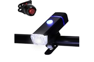 HOLSHOP Lumière Velo avec Feu arrière, Lampe LED de Vélo Antichoc Impermeable, Kit lumière de vélo USB Rechargeable Lumière Vélo Rechargeable Avant et Arrière